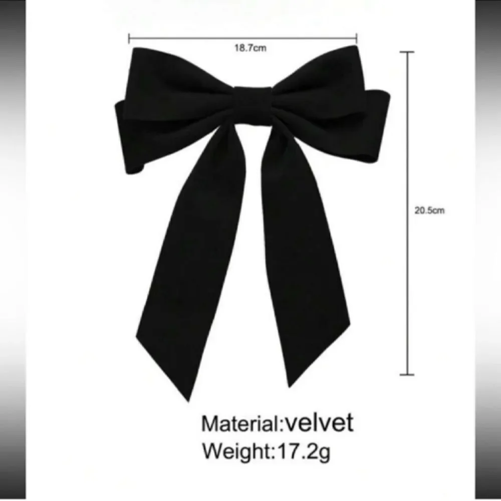 2 pcs Elegant Black Velvet Hair Bow